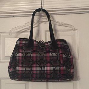 COACH Signature Tartan Carryall Bag Style F17669